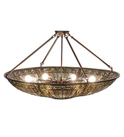 Fleur-de-lis 8 Light 40" Wide Semi-Flush Bowl Ceiling Fixture - Mahogany Bronze Finish