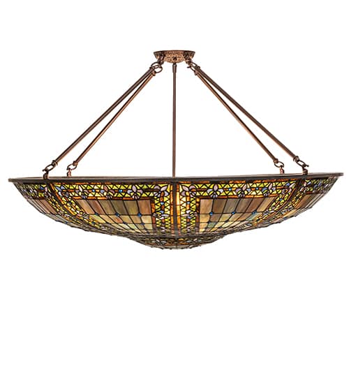 Fleur-de-lis 8 Light 40" Wide Semi-Flush Bowl Ceiling Fixture - Mahogany Bronze Finish