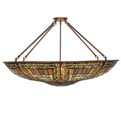 Fleur-de-lis 8 Light 40" Wide Semi-Flush Bowl Ceiling Fixture - Mahogany Bronze Finish
