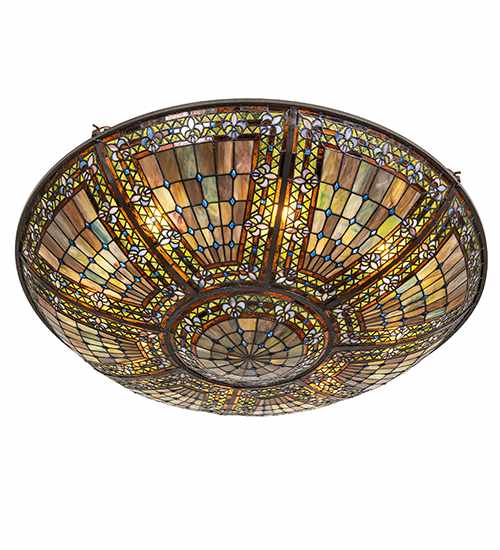 Fleur-de-lis 8 Light 40" Wide Semi-Flush Bowl Ceiling Fixture - Mahogany Bronze Finish