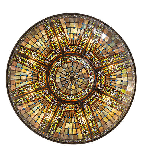 Fleur-de-lis 8 Light 40" Wide Semi-Flush Bowl Ceiling Fixture - Mahogany Bronze Finish