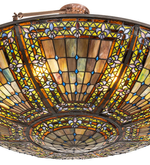 Fleur-de-lis 8 Light 40" Wide Semi-Flush Bowl Ceiling Fixture - Mahogany Bronze Finish