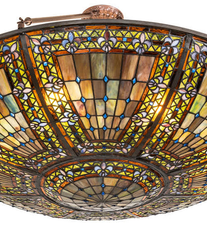 Fleur-de-lis 8 Light 40" Wide Semi-Flush Bowl Ceiling Fixture - Mahogany Bronze Finish