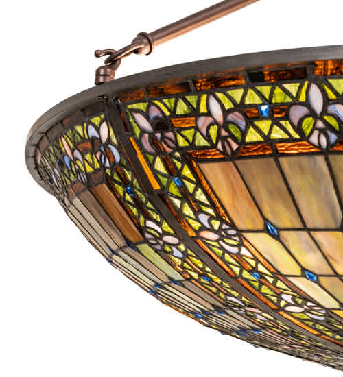 Fleur-de-lis 8 Light 40" Wide Semi-Flush Bowl Ceiling Fixture - Mahogany Bronze Finish
