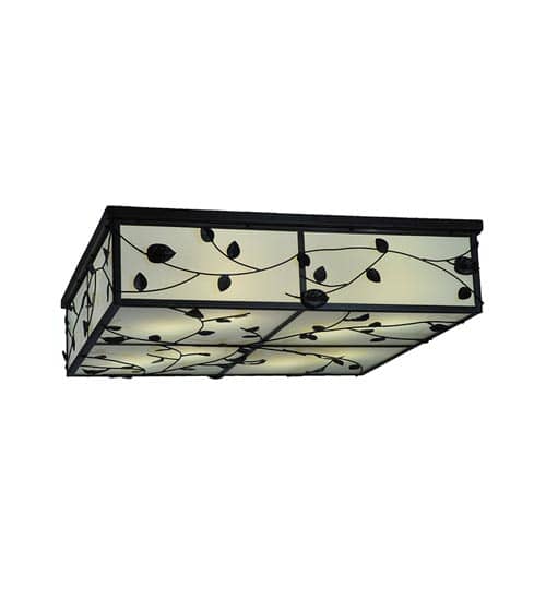 Ivy 8 Light 51" Wide Flush Mount Square Ceiling Fixture - Textured Black Finish - Medium Bulb Base