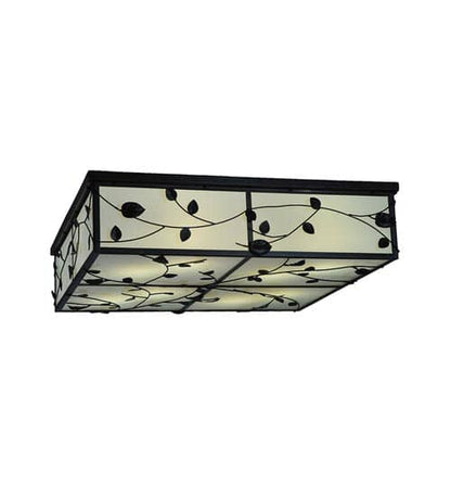 Ivy 8 Light 51" Wide Flush Mount Square Ceiling Fixture - Textured Black Finish - Medium Bulb Base