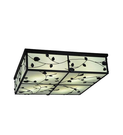 Ivy 8 Light 51" Wide Flush Mount Square Ceiling Fixture - Textured Black Finish - Medium Bulb Base