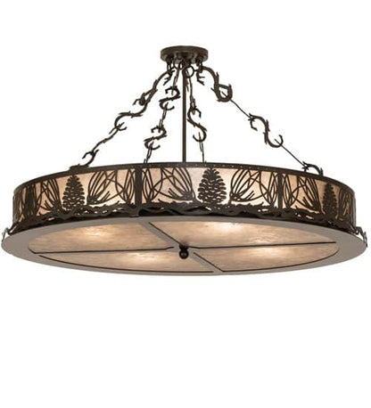 Mountain Pine 4 Light 36" Wide Semi-Flush Drum Ceiling Fixture - Timeless Bronze Finish