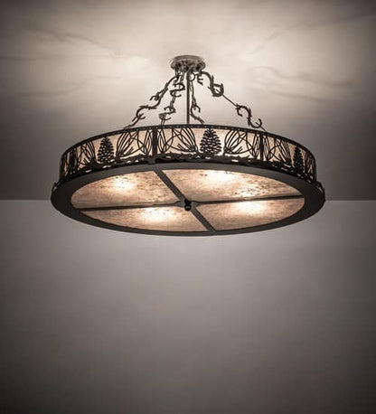 Mountain Pine 4 Light 36" Wide Semi-Flush Drum Ceiling Fixture - Timeless Bronze Finish