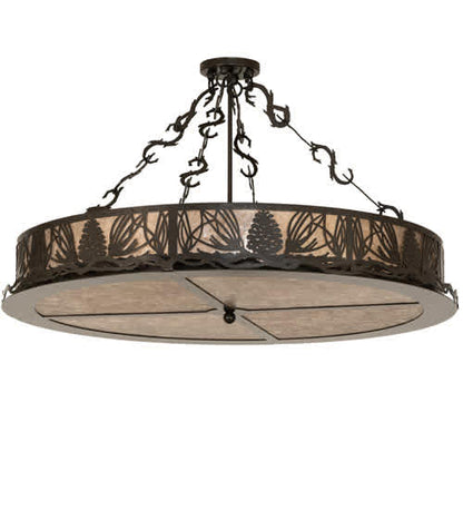 Mountain Pine 4 Light 36" Wide Semi-Flush Drum Ceiling Fixture - Timeless Bronze Finish