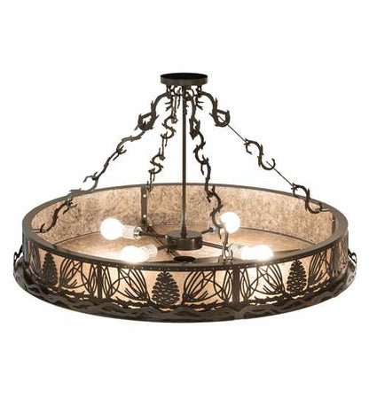 Mountain Pine 4 Light 36" Wide Semi-Flush Drum Ceiling Fixture - Timeless Bronze Finish