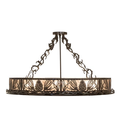 Mountain Pine 4 Light 36" Wide Semi-Flush Drum Ceiling Fixture - Timeless Bronze Finish
