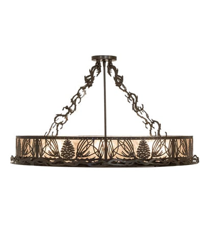 Mountain Pine 4 Light 36" Wide Semi-Flush Drum Ceiling Fixture - Timeless Bronze Finish