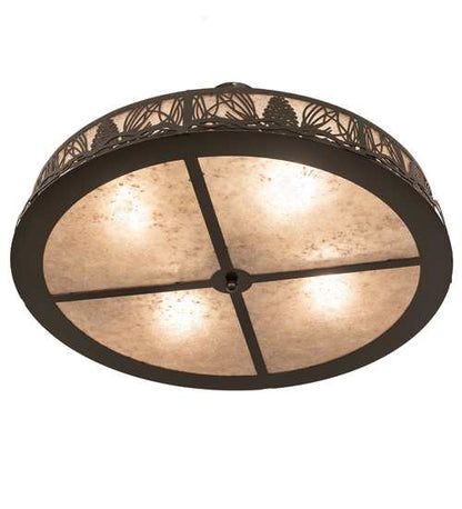 Mountain Pine 4 Light 36" Wide Semi-Flush Drum Ceiling Fixture - Timeless Bronze Finish