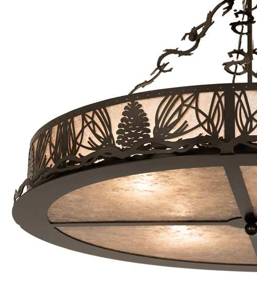 Mountain Pine 4 Light 36" Wide Semi-Flush Drum Ceiling Fixture - Timeless Bronze Finish
