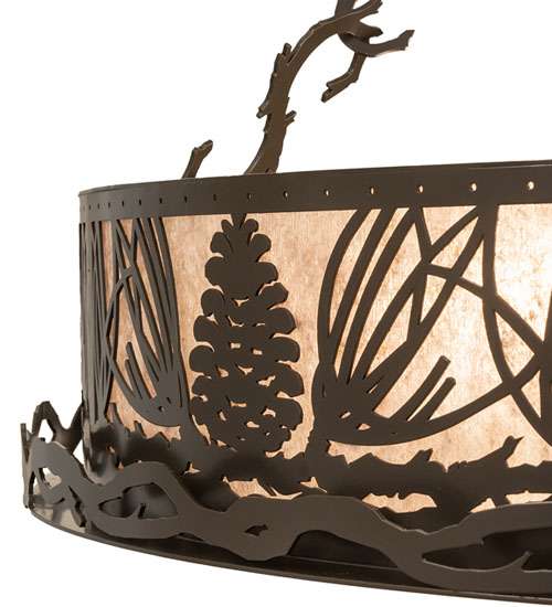Mountain Pine 4 Light 36" Wide Semi-Flush Drum Ceiling Fixture - Timeless Bronze Finish