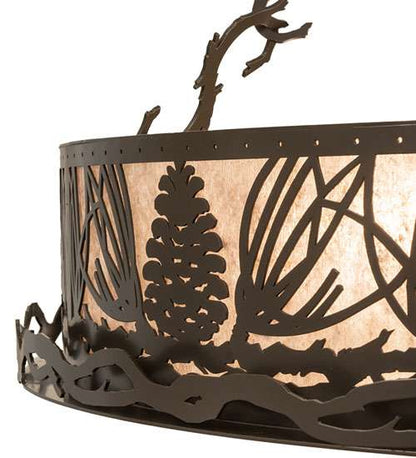 Mountain Pine 4 Light 36" Wide Semi-Flush Drum Ceiling Fixture - Timeless Bronze Finish