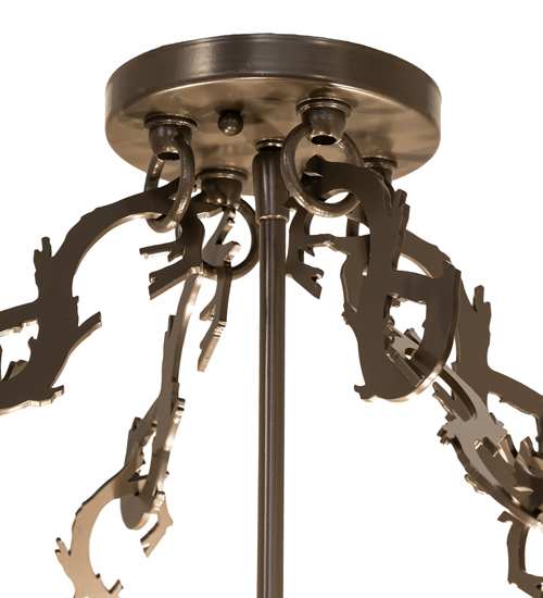 Mountain Pine 4 Light 36" Wide Semi-Flush Drum Ceiling Fixture - Timeless Bronze Finish