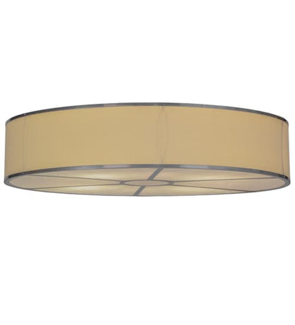 Cilindro 8 Light 48" Wide Semi-Flush Drum Ceiling Fixture with Natural Beige Shade - Nickel Finish