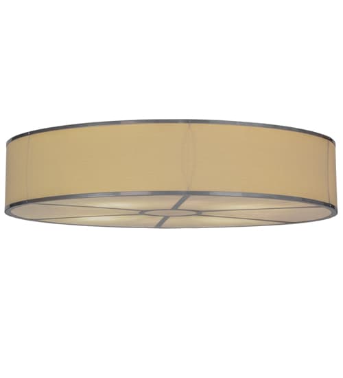 Cilindro 8 Light 48" Wide Semi-Flush Drum Ceiling Fixture with Natural Beige Shade - Nickel Finish