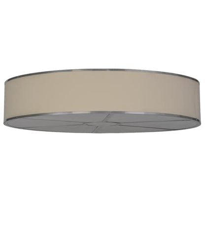 Cilindro 8 Light 48" Wide Semi-Flush Drum Ceiling Fixture with Natural Beige Shade - Nickel Finish