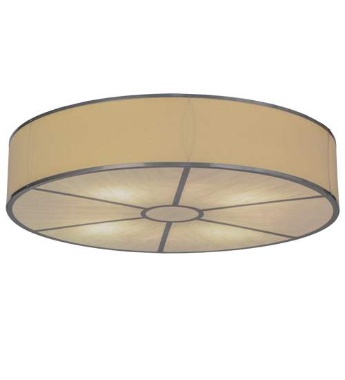 Cilindro 8 Light 48" Wide Semi-Flush Drum Ceiling Fixture with Natural Beige Shade - Nickel Finish