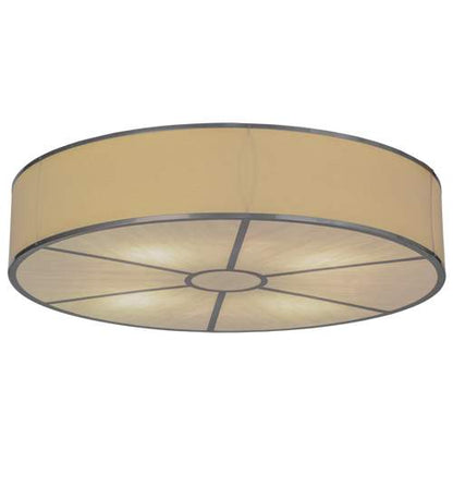 Cilindro 8 Light 48" Wide Semi-Flush Drum Ceiling Fixture with Natural Beige Shade - Nickel Finish