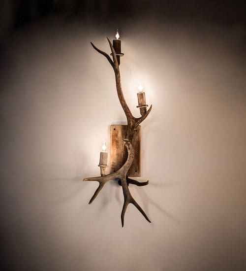 Antlers Elk and Mule Deer 3 Light 33" Tall Wall Sconce