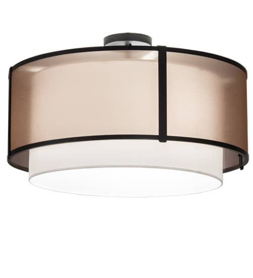 Cilindro 3 Light 30" Wide Semi-Flush Drum Ceiling Fixture - Flat Black Finish - Medium Bulb Base