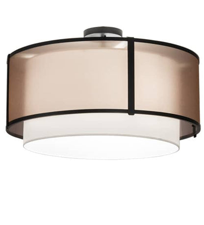 Cilindro 3 Light 30" Wide Semi-Flush Drum Ceiling Fixture - Flat Black Finish - Medium Bulb Base