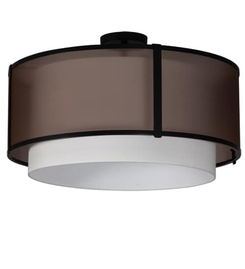 Cilindro 3 Light 30" Wide Semi-Flush Drum Ceiling Fixture - Flat Black Finish - Medium Bulb Base