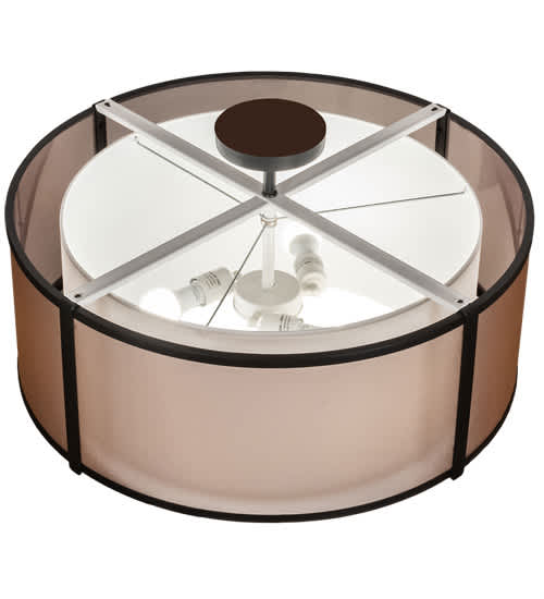 Cilindro 3 Light 30" Wide Semi-Flush Drum Ceiling Fixture - Flat Black Finish - Medium Bulb Base