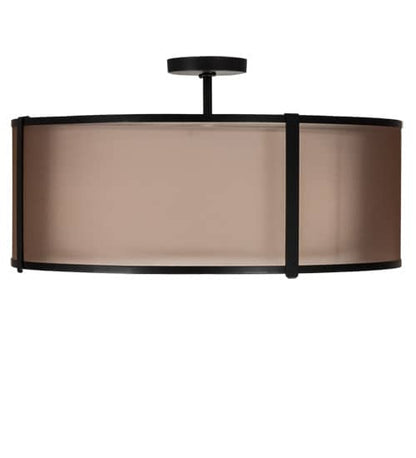 Cilindro 3 Light 30" Wide Semi-Flush Drum Ceiling Fixture - Flat Black Finish - Medium Bulb Base