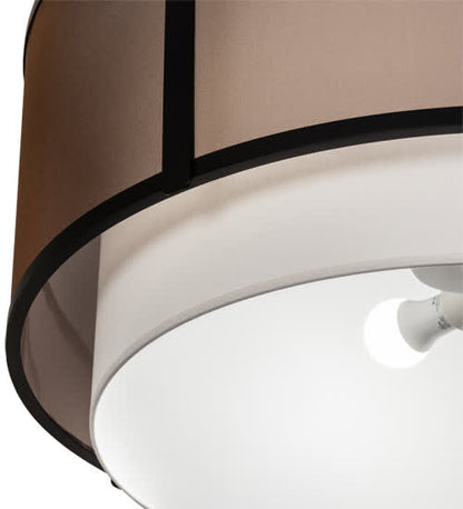 Cilindro 3 Light 30" Wide Semi-Flush Drum Ceiling Fixture - Flat Black Finish - Medium Bulb Base