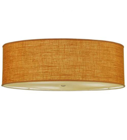 Cilindro 3 Light 36" Wide Semi-Flush Drum Ceiling Fixture with Copper Burlap Shade - Nickel Finish