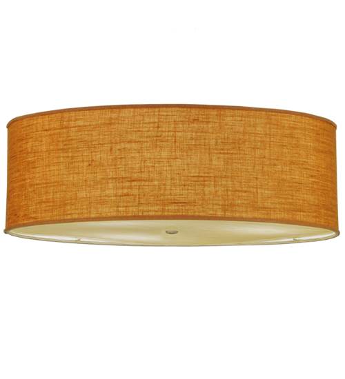Cilindro 3 Light 36" Wide Semi-Flush Drum Ceiling Fixture with Copper Burlap Shade - Nickel Finish