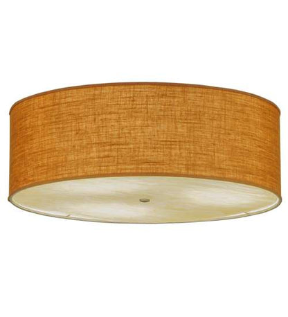 Cilindro 3 Light 36" Wide Semi-Flush Drum Ceiling Fixture with Copper Burlap Shade - Nickel Finish