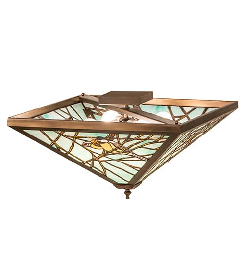 Backyard Friends 4 Light 12-1/2" Tall Semi-Flush Ceiling Fixture - Antique Copper Finish
