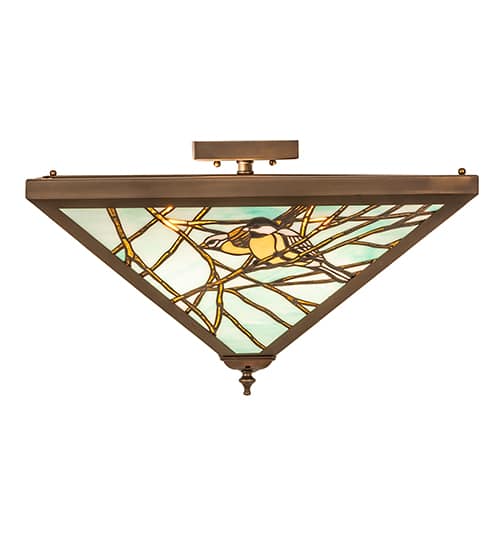 Backyard Friends 4 Light 12-1/2" Tall Semi-Flush Ceiling Fixture - Antique Copper Finish