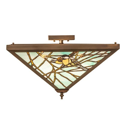 Backyard Friends 4 Light 12-1/2" Tall Semi-Flush Ceiling Fixture - Antique Copper Finish