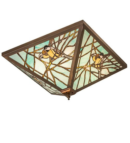 Backyard Friends 4 Light 12-1/2" Tall Semi-Flush Ceiling Fixture - Antique Copper Finish