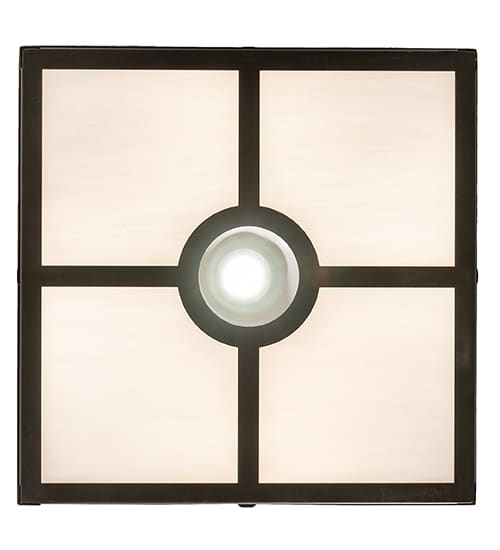 Kungsholm 4 Light 26" Wide Flush Mount Square Ceiling Fixture with Blue Glass Shade - Craftsman Brown Finish