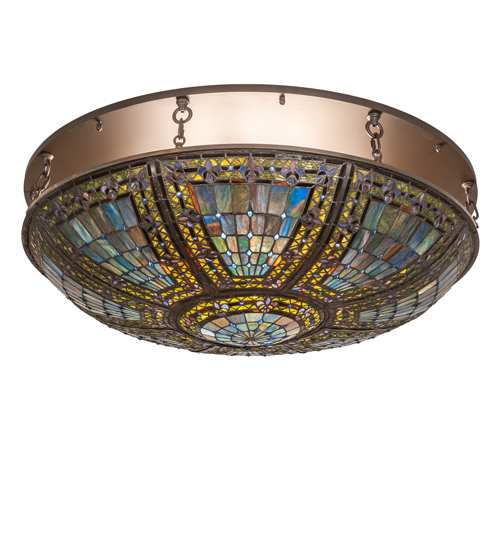 Fleur-de-lis 8 Light 40" Wide Semi-Flush Bowl Ceiling Fixture - Oil Rubbed Bronze Finish