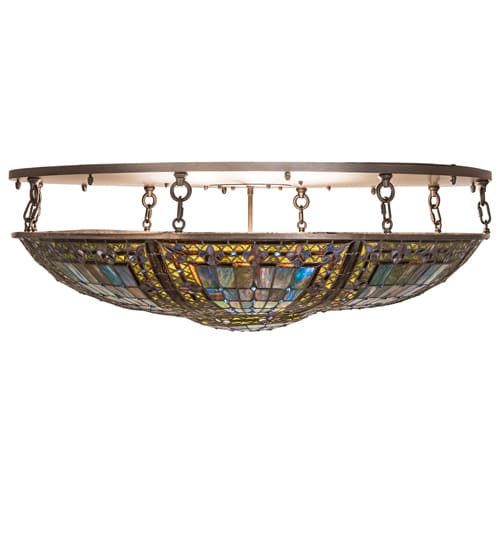 Fleur-de-lis 8 Light 40" Wide Semi-Flush Bowl Ceiling Fixture - Oil Rubbed Bronze Finish