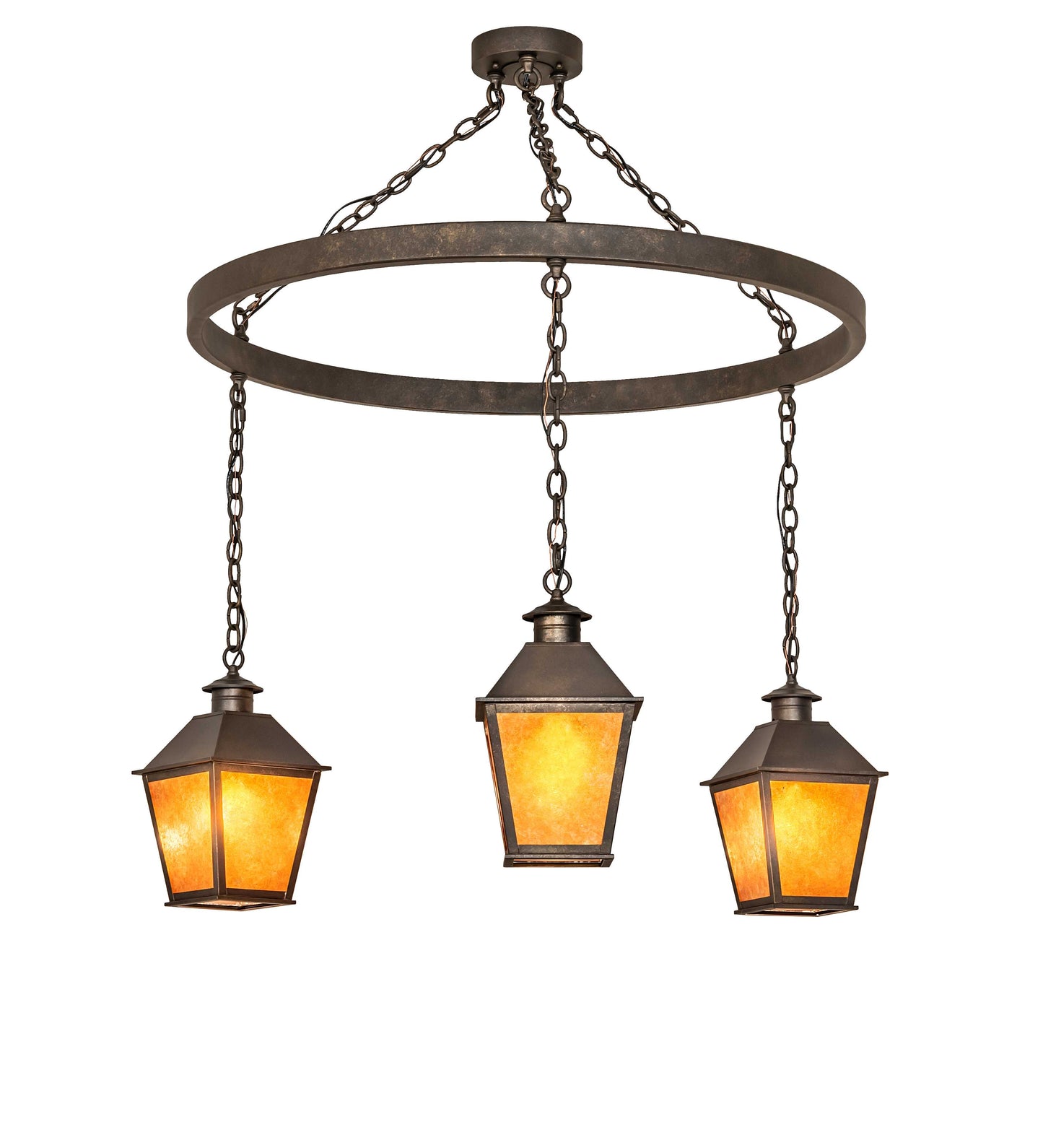 Stafford 3 Light 48" Wide Multi Light Pendant with Amber Mica Shades
