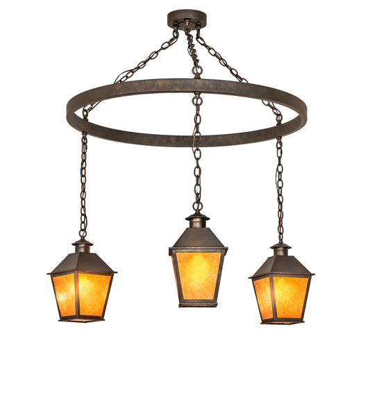 Stafford 3 Light 48" Wide Multi Light Pendant with Amber Mica Shades