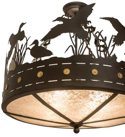 Ducks in Flight 4 Light 24" Wide Semi-Flush Drum Ceiling Fixture - Oil Rubbed Bronze Finish