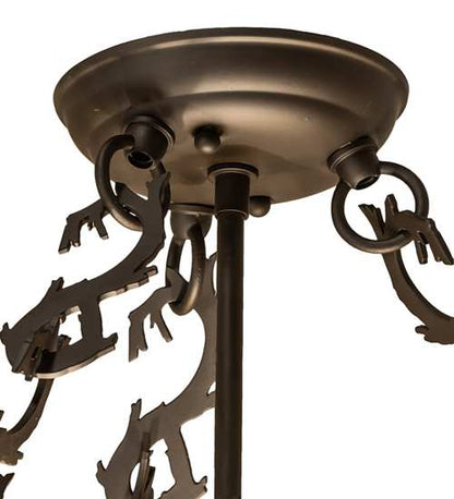 Ducks in Flight 4 Light 24" Wide Semi-Flush Drum Ceiling Fixture - Oil Rubbed Bronze Finish