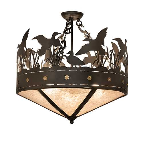 Ducks in Flight 3 Light 24" Wide Semi-Flush Ceiling Fixture