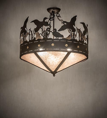Ducks in Flight 3 Light 24" Wide Semi-Flush Ceiling Fixture